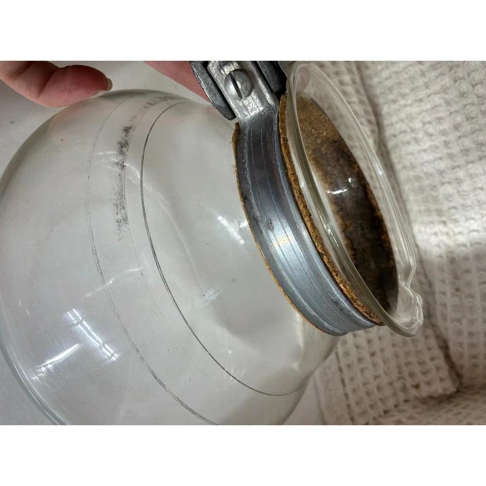 Vintage Cory Glass Vacuum Siphon Coffee Maker Set Clear Black Silver Striped